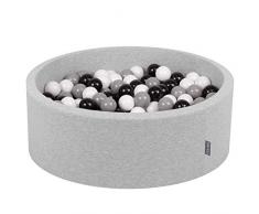 KiddyMoon 90X30cm/200 Balles ∅ 7Cm Piscine À Balles pour Bébé Rond Fabriqué en UE, Gris Clair: Blanc-Noir-Gris