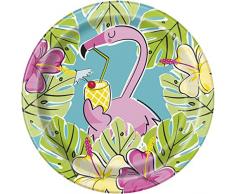 Unique Party 72694 - Assiettes en Carton - 18 cm - Fête à Thème Estivale Ananas et Flamant - Paquet de 8