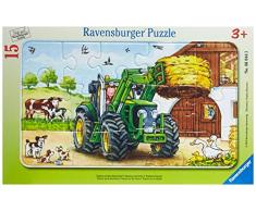 Ravensburger - 06044 - Puzzle Enfant avec Cadre - Tracteur à la Ferme - 15 Pièces