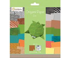 Avenue Mandarine 52504MD - Un paquet de 60 feuilles Origami 20x20 cm 70G (30 motifs x 2 feuilles) et une planche de stickers incluse, Zoo