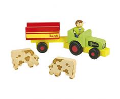 JeuJura - 8081 - Jouet en bois - construction - Tracteur et Remorque