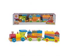 Eichhorn - 100002223 - Jouet Bois - Train en Bois Color - Locomotive et 2 Wagons + 15 Blocks - 41 cm