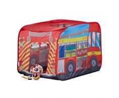 Relaxdays- Tente de Jeu Enfants Camion Pompiers Filles garçons 3 Ans Pop up intérieur extérieur, 10022459, Rouge