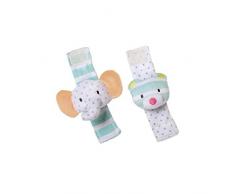 Ensemble de Hochet pour Bébé en Peluche avec Poignet et Cheville en Peluche Manhattan Toy Playtime