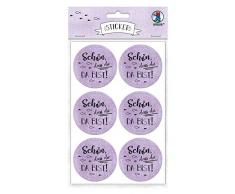 Ursus 59510016F Lot de 24 Stickers adhésifs Motif DASS du da Bist 4,8 cm, Lilas