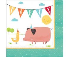 Amscan International 512172 Lot de 16 serviettes de table Motif Barnyard