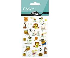 Maildor CY092C - Un sachet de gommettes 3D Cooky 1 planche 7,5x12cm, Sports (26 stickers)