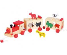 Partner Jouet - HKTXW9711 - Jouet en bois - Véhicule - Train Bois Zoo à Formes