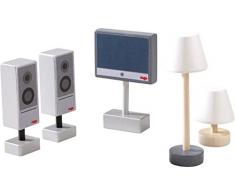 HABA- Little Friends Accessoires pour Maison de Poupée Téléviseur et Lampes, 300502