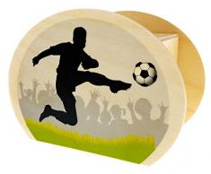 Hess 15218 Tirelire en Bois avec clé, Football, Cadeau pour Les Enfants danniversaire, env. 11,5 x 8,5 x 6,5 cm, Multicolore