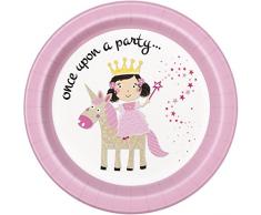 Unique Party 54825 - Assiettes en Carton - 23 cm - Fête à thème de Princesse et de Licorne - Paquet de 8