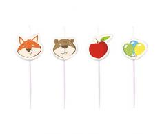 amscan 9903071 Lot de 4 Mini Bougies en Forme de Renard et Flanelle Multicolore