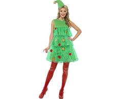 Smiffys Costume sapin de Noël, Vert, avec robe et chapeau - L