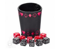 Q-Workshop qwopok01 Poker Dés avec Tasse Rouge en Cuir Jeu de Cartes