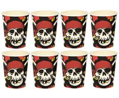 amscan - 551937 - 8 Gobelets Pirate - 266 ML - Rouge/Noir