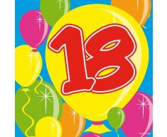 Folat Lot de 20 Serviettes de Table Anniversaire Chiffre 18 Ans