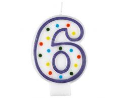 amscan 9900780 7,5 cm Pois Bougie danniversaire Numéro 6