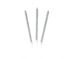 Talking Tables Lot de 16 bougies pour gâteau danniversaire Argenté 10 cm, Noël, Christmas