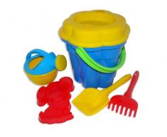 Polesie 4564 302 Tamis Râteau N°5 Pelle N°5 Forme Sable Petit Arrosoir N°4 Set de Paillettes Fleurs Multicolore