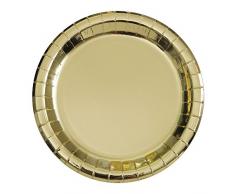 Unique Party 18 cm Feuille dor de fête en Papier Assiettes, Lot de 8