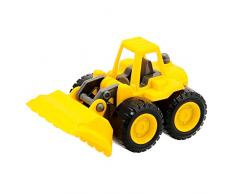 BIECO 19560119 Bulldozer pour bac à Sable ou à la Maison Jouet de Plage à Pousser Poussoir pour Jouer et Faire Pousser la motricité, véhicule à chenilles pour Enfants à partir de 12 m+, Jaune