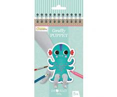 Avenue Mandarine GY096C - Un carnet à spirale Graffy Puppet 24 marionnettes à doigts pré-découpées à colorier 12x12 cm 250g (12 designs x2), Animaux fantastiques