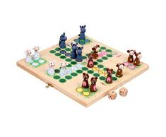 Small Foot 6257 Ludo «Animaux de la Ferme» en bois, jeu de société Ludo avec des animaux comme figurines, à partir de 3 ans