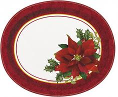 Unique Party - Lot de 8 Assiettes Ovales avec Motif Houx et Étoile de Noël pour Fête de Noël
