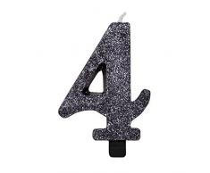 Givi Italia 50854 Bougie Chiffre 4 Paillettes Noir 9,5 cm