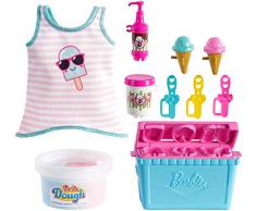 Barbie Pack Accessoires Cuisine et Pâtisserie Glace, boîte de pâte à modeler, débardeur pour poupée et accessoires, jouet pour enfant, GHK40