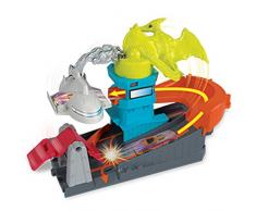 Hot Wheels City Attaque du Pterodactyle, coffret de jeu pour petites voitures à connecter avec circuit et pistes, jouet pour enfant, GBF94