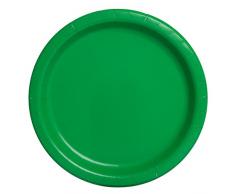Unique Party - 31850 - Assiettes en Carton Vert Émeraude de 23 cm, Paquet de 16
