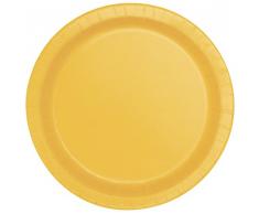 Unique Party - 3184 - Paquet de 8 Assiettes en Carton - 18 cm - Jaune