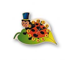 Dida – Horloge Murale en Bois Enfant – Coccinelle – Horloge en Bois pour Chambre denfant