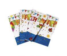 Procos- Nappe Plastique 120 x 180 cm Kokliko Happy Birthday Multicolore PR7258