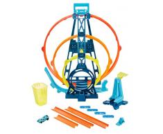 Hot Wheels Track Builder Triple Looping circuit à 3 loopings modulables, petite voiture de course incluse, jouet pour enfant, GLC96