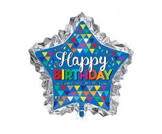 amscan 336001 34 x 81,3 cm Primaire Sketchy Patterns Joyeux Anniversaire Foil Super Forme Set de décoration