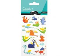 Maildor CY122C - Un sachet de gommettes 3D Cooky 1 planche 7,5x12cm, Dragons (15 stickers)