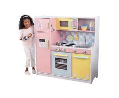 KidKraft 53181 Cuisine enfant en bois Large Pastel, jeu dimitation incluant accessoires et téléphone
