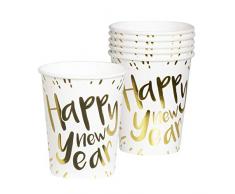 Boland 13463 Lot de 6 Mugs Happy New Year Blanc/doré
