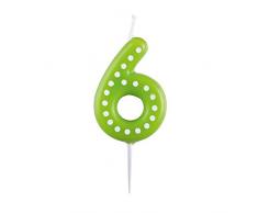 Amscan 9900916 Bougie Numéro 6, à Pois Blancs, Couleurs Assorties, en Jaune, Bleu, Rouge, Vert ou Orange