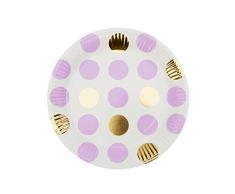 Neviti Pattern Works Lot de 8 assiettes en papier Lilas et pois dorés