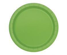 Unique Party - 31424 - Paquet de 20 Assiettes en Carton - 17.1 cm - Vert Citron