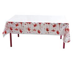 Set 6 assiettes Horror Bloody en Papier Nappe 275x135 cm blanc/rouge
