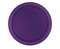 Unique Party - 33055 - Paquet de 16 Assiettes en Carton - 21,9 cm - Violet Intense