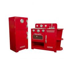Teamson jeu de cuisine enfant en bois dinette rouge fille garçon TD-11779C