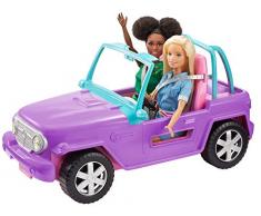 Barbie Voiture Buggy décapotable, véhicule tout-terrain violet, bleu et rose, jouet pour enfant, GMT46