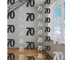 Gifts 4 All Occasions Limited SHATCHI-1120 Shatchi-6 x 70e anniversaire Guirlande décorative à suspendre Noir