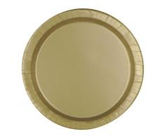 Unique Party - 3324 - Paquet de 8 Assiettes en Carton - 18 cm - Or