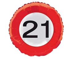 Creative 45 cm Traffic Sign fête danniversaire Ballon en Aluminium – 21ème Anniversaire